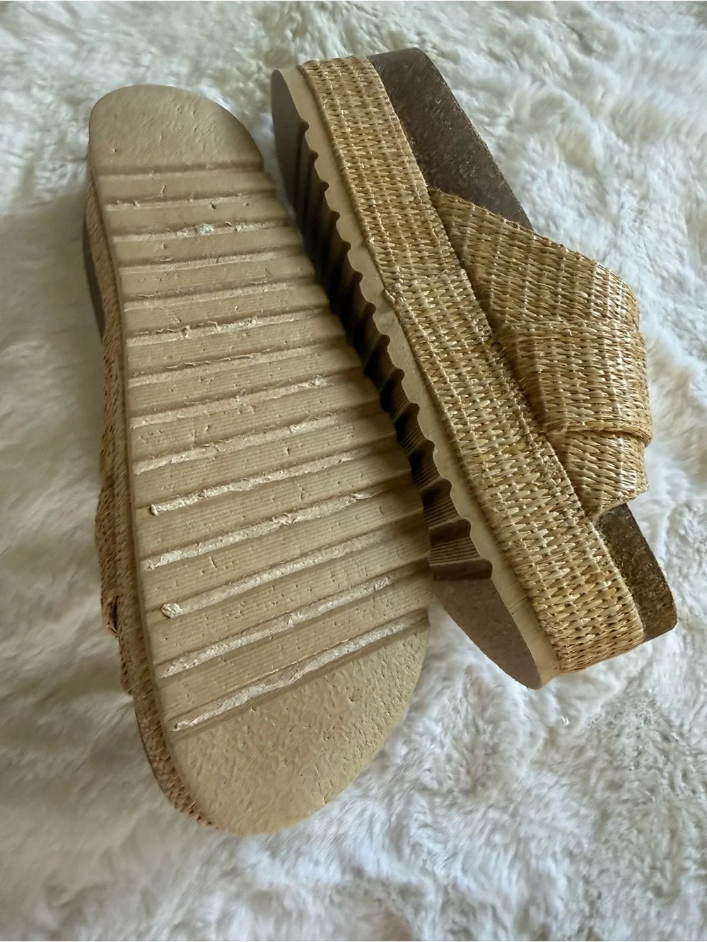 NEW DL1990 Palm Island Platform Sandals - Natural